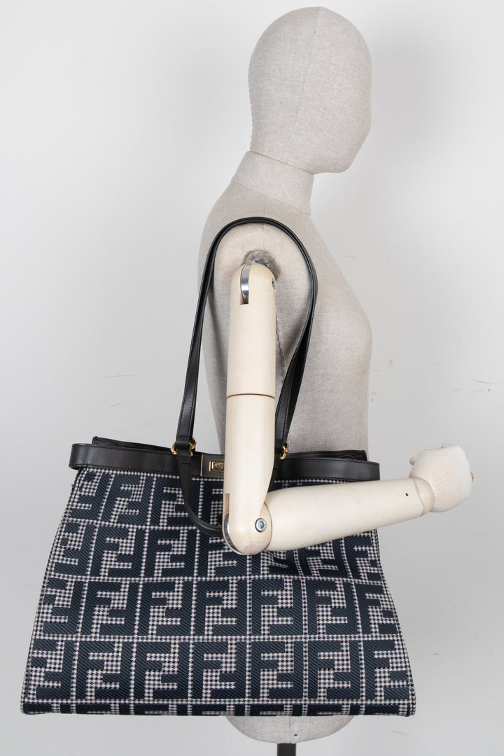 FENDI Peekaboo Zucca Print Tote Bag Petrol