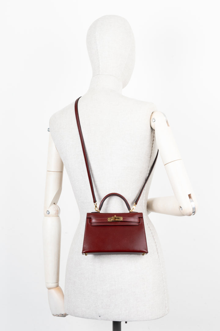 HERMES Mini Kelly Sellier Box Rouge H