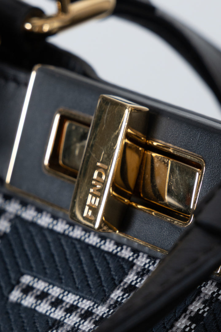 FENDI Peekaboo Zucca Print Tote Bag Petrol