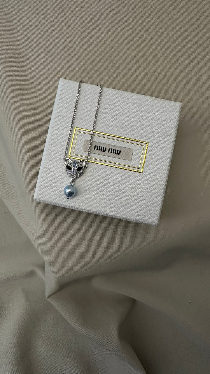MIUMIU Cat Pearl Bracelet with Extra Lace Blue
