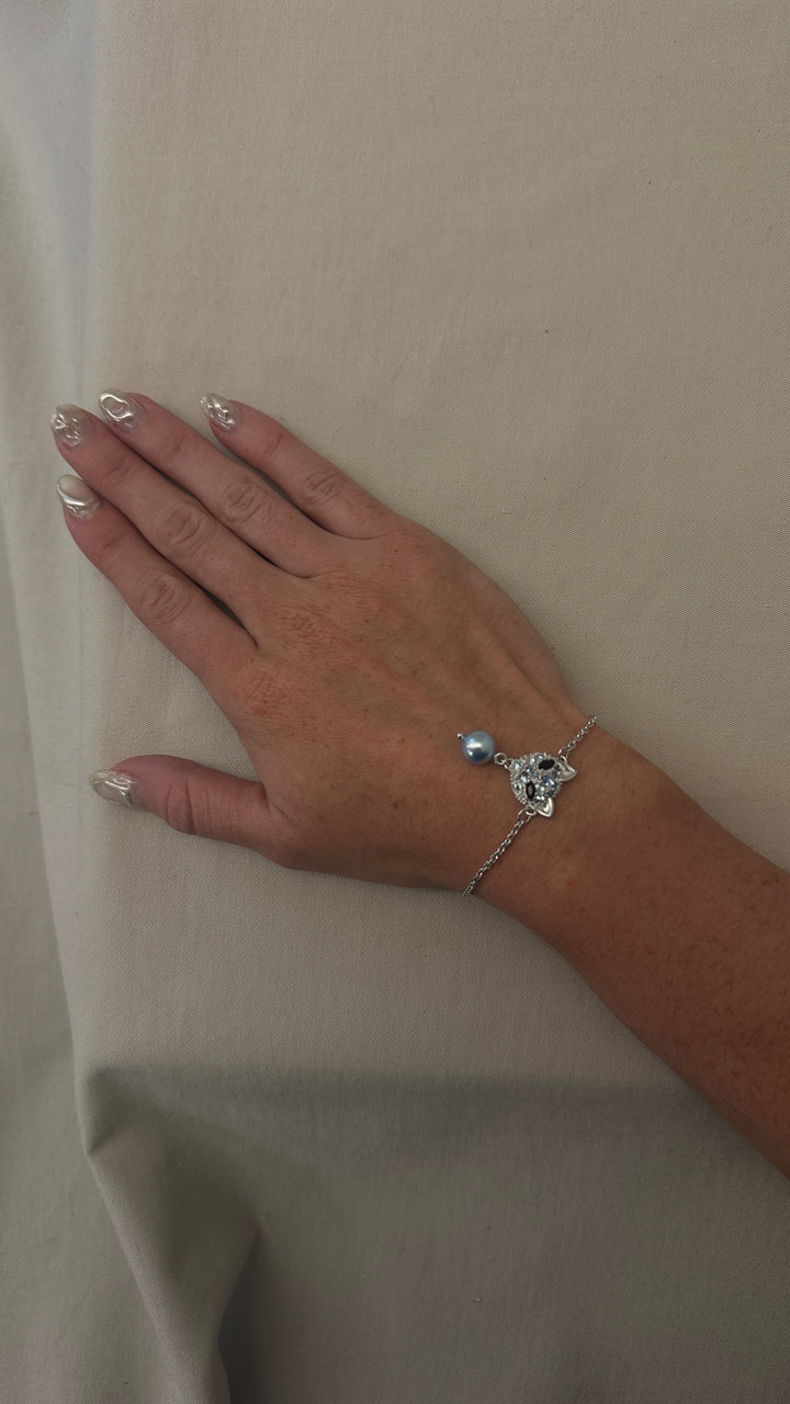MIUMIU Cat Pearl Bracelet with Extra Lace Blue