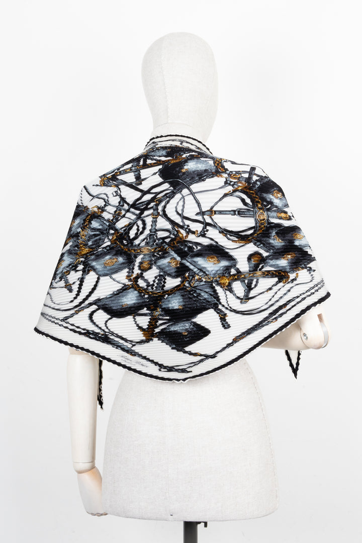 HERMÈS Brides Rebelles Plissé Carré Silk Ivory