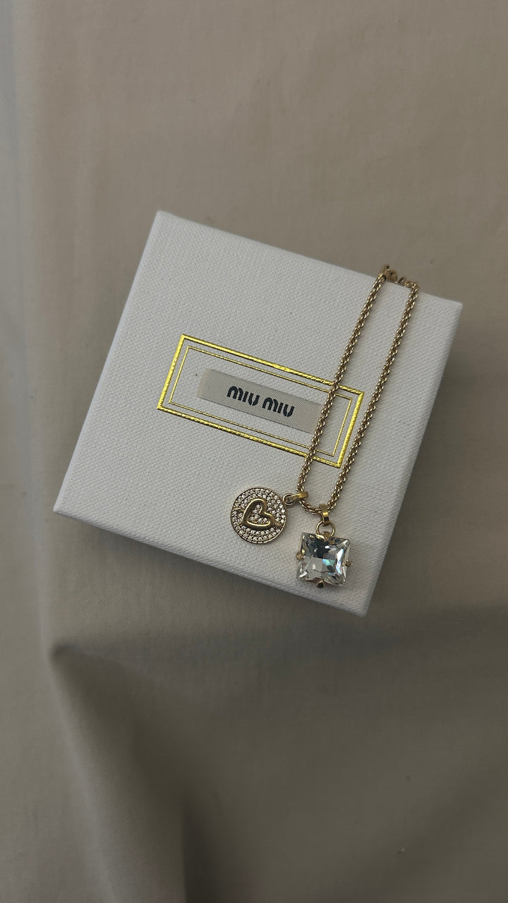 MIUMIU Crystal Heart Bracelet Gold
