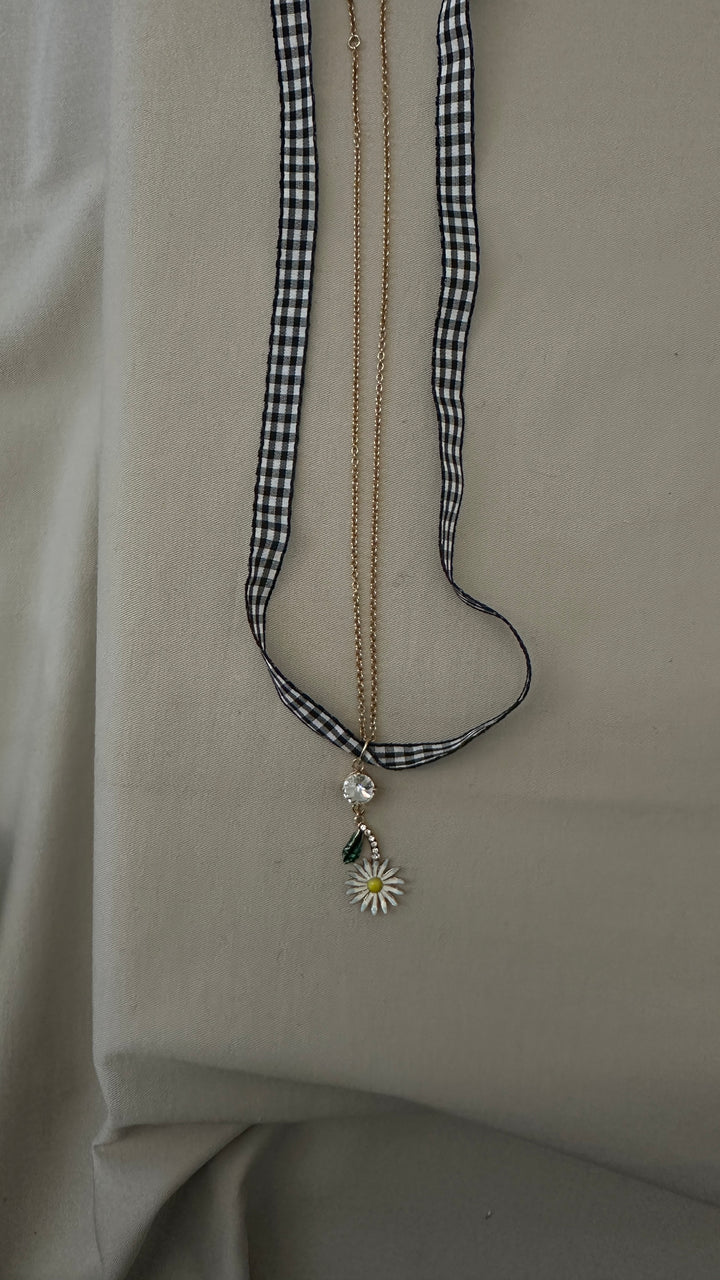 MIUMIU Daisy Necklace Gold Black