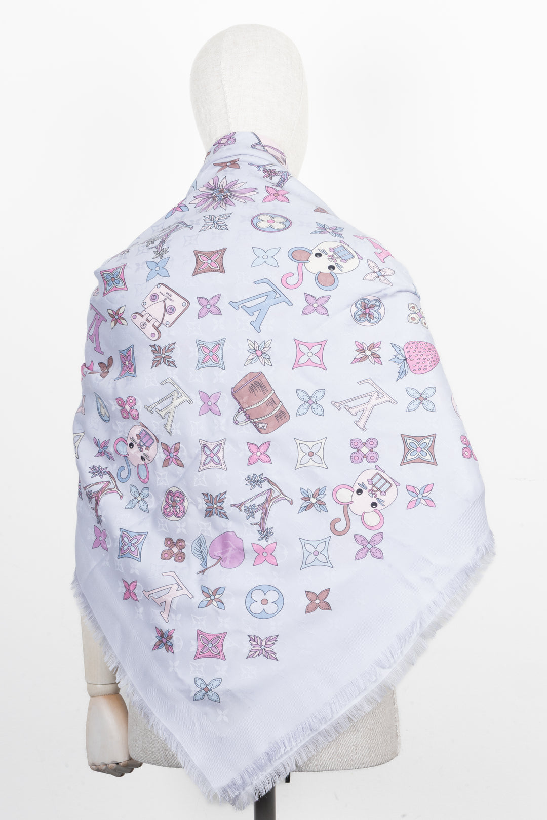 LOUIS VUITTON Vuittonite Rat Scarf Wool Silk Purple