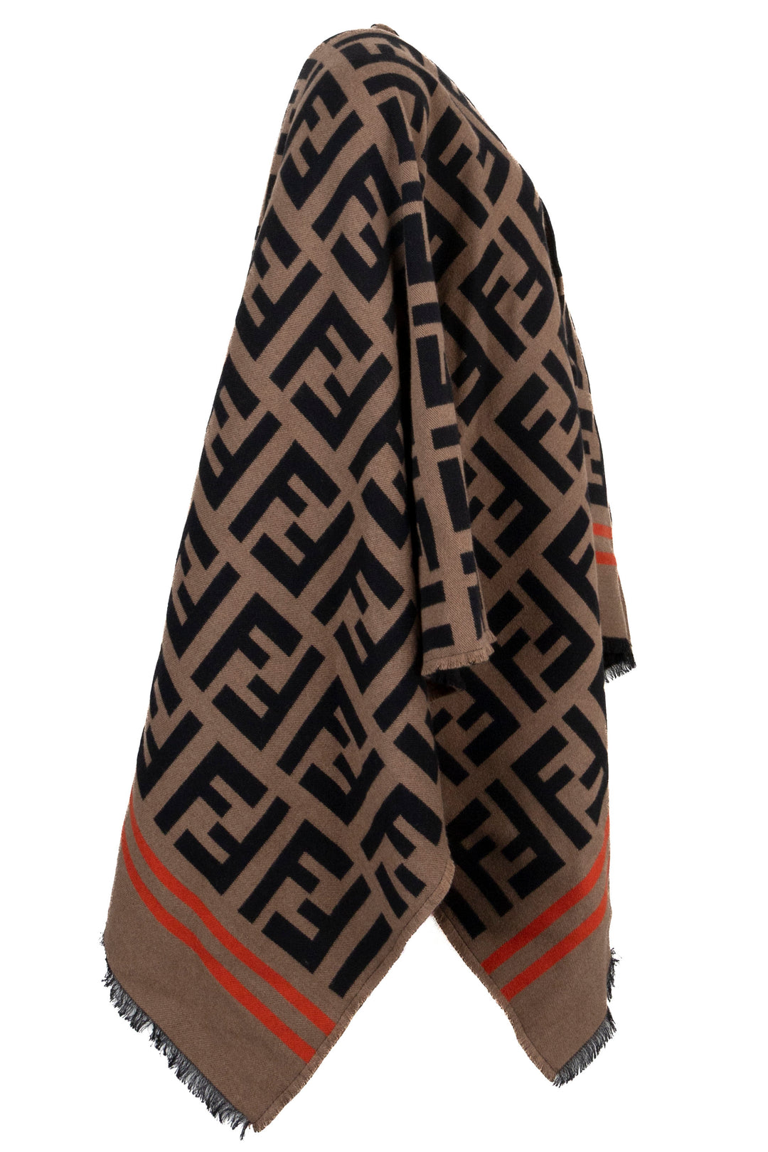 FENDI Zucca Print Poncho Wool Brown