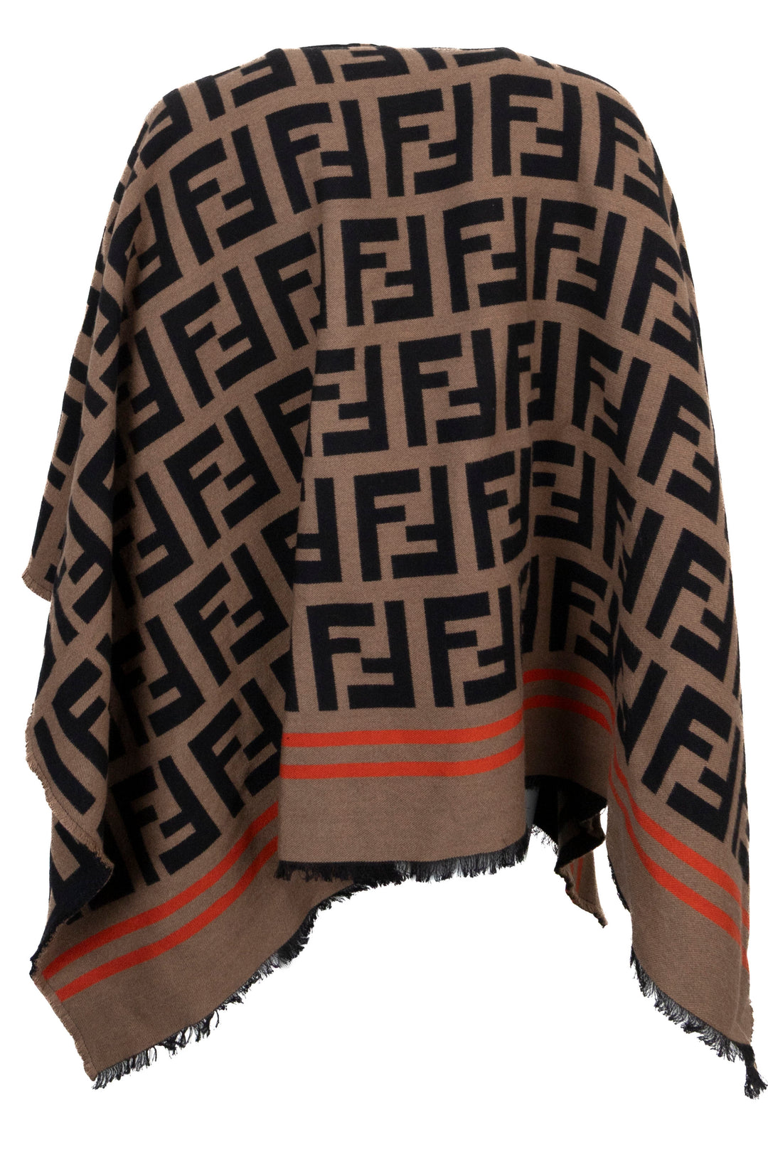 FENDI Zucca Print Poncho Wool Brown