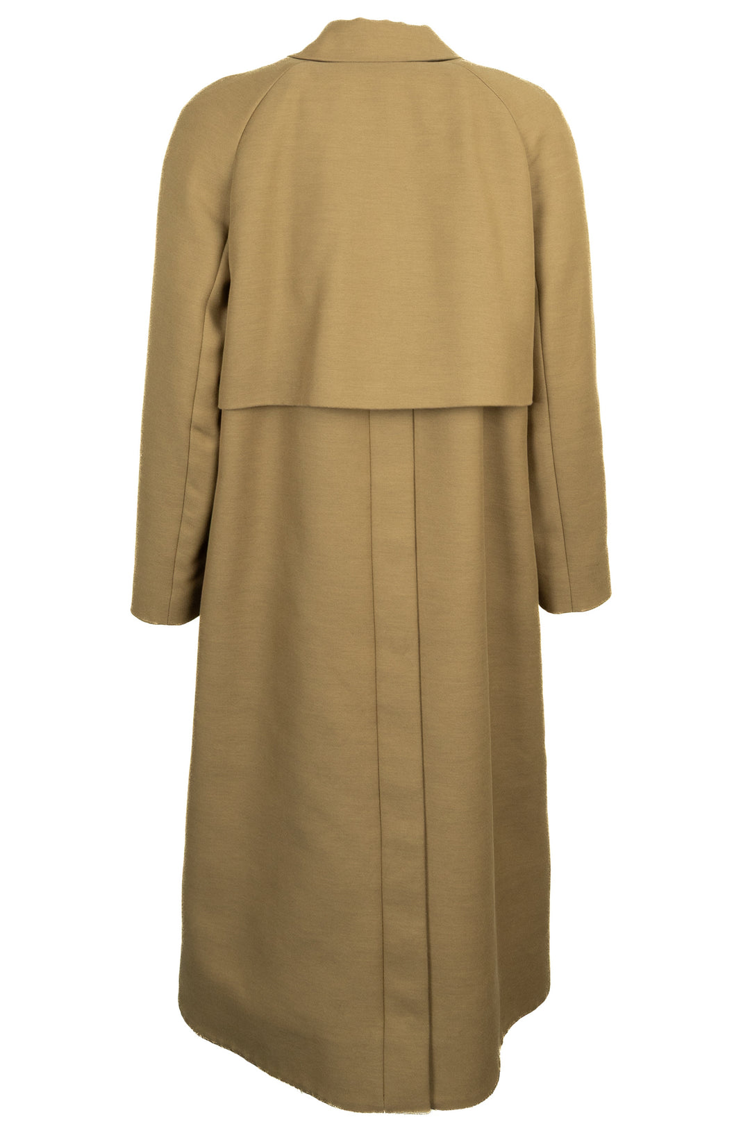 THE ROW Leather Detail Coat Khaki Cotton Wool