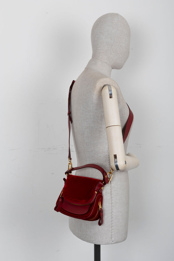 TOM FORD Jennifer Bag Mini Velvet Leather Red