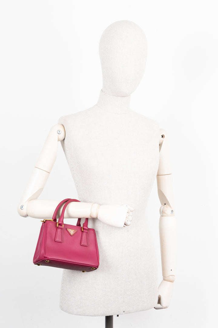 PRADA Micro Galleria Bag Saffiano Pink