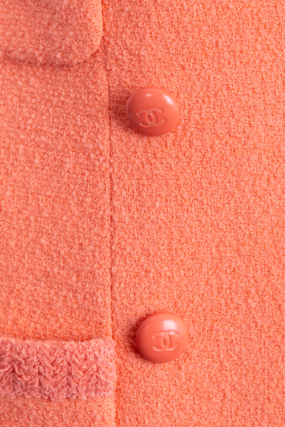 CHANEL Double Breasted Boucle Blazer Jacket Salmon