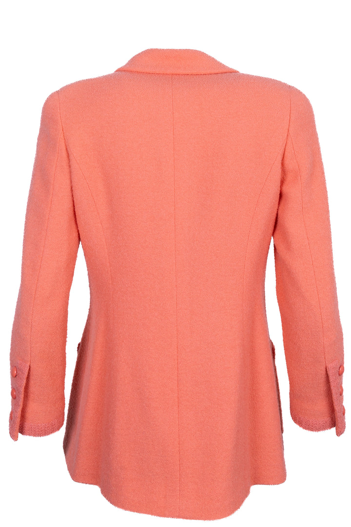 CHANEL Double Breasted Boucle Blazer Jacket Salmon