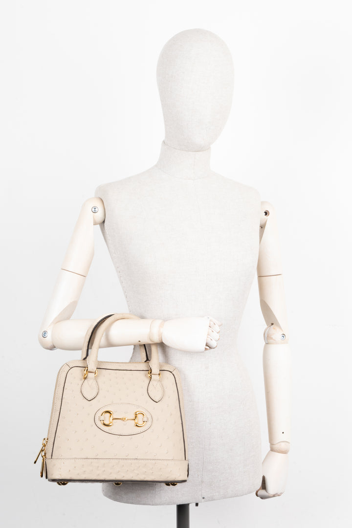 GUCCI Horsebit 1955 Bag Ostrich Ivory