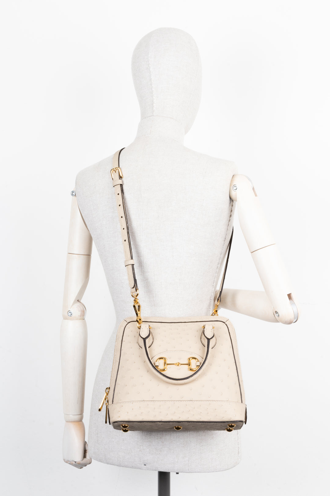 GUCCI Horsebit 1955 Bag Ostrich Ivory