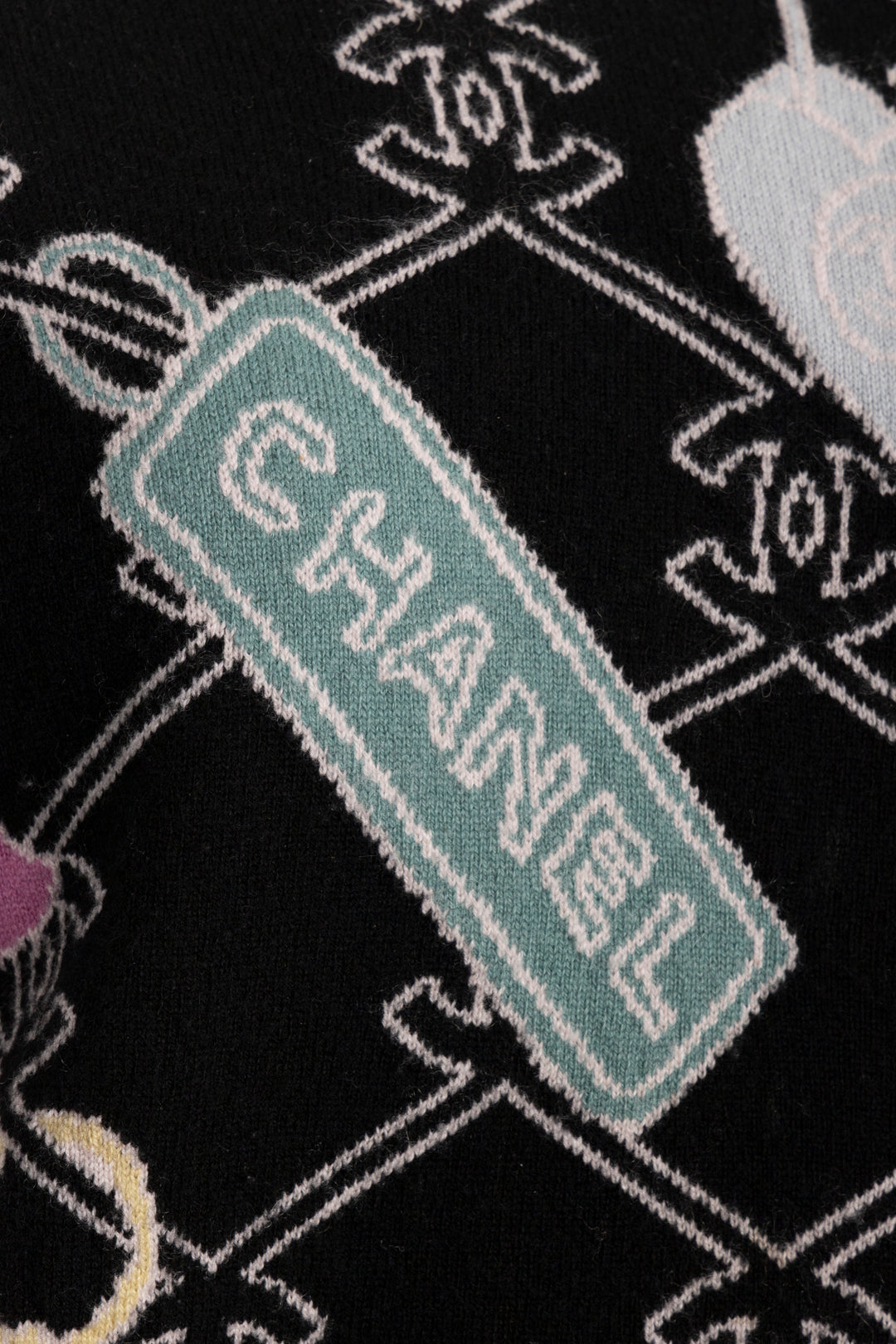 CHANEL 2022 CC Knit Sweater Cashmere Black Purple