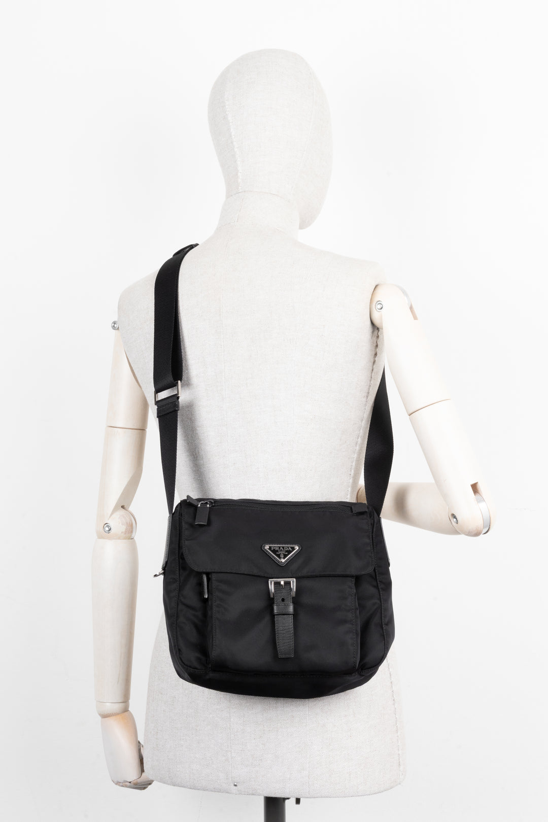 PRADA Nylon Messenger Bag Black