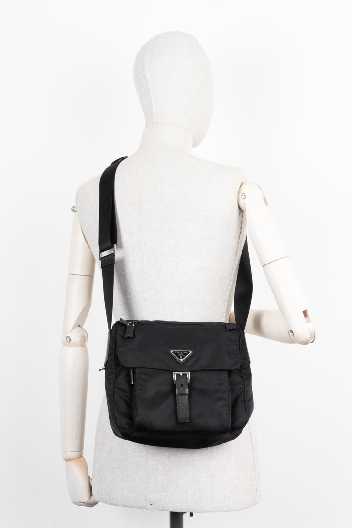 PRADA Nylon Messenger Bag Black