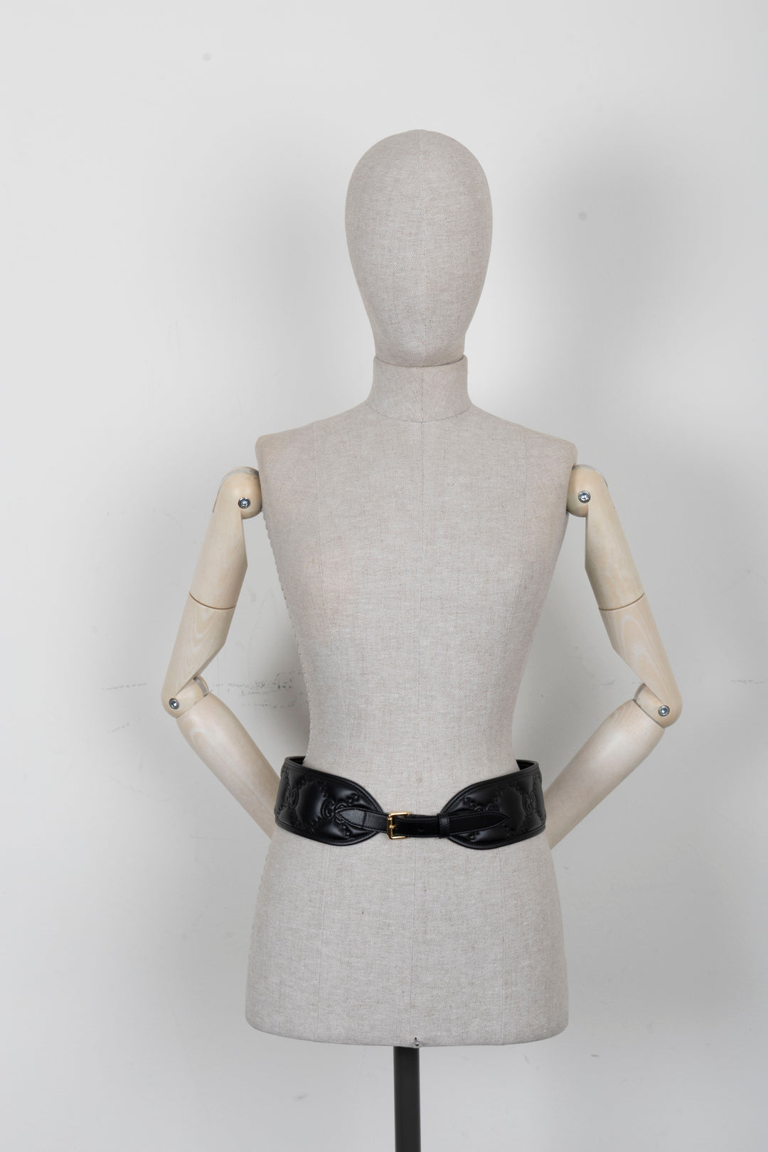 GUCCI GG Wide Waist Belt Leather Black