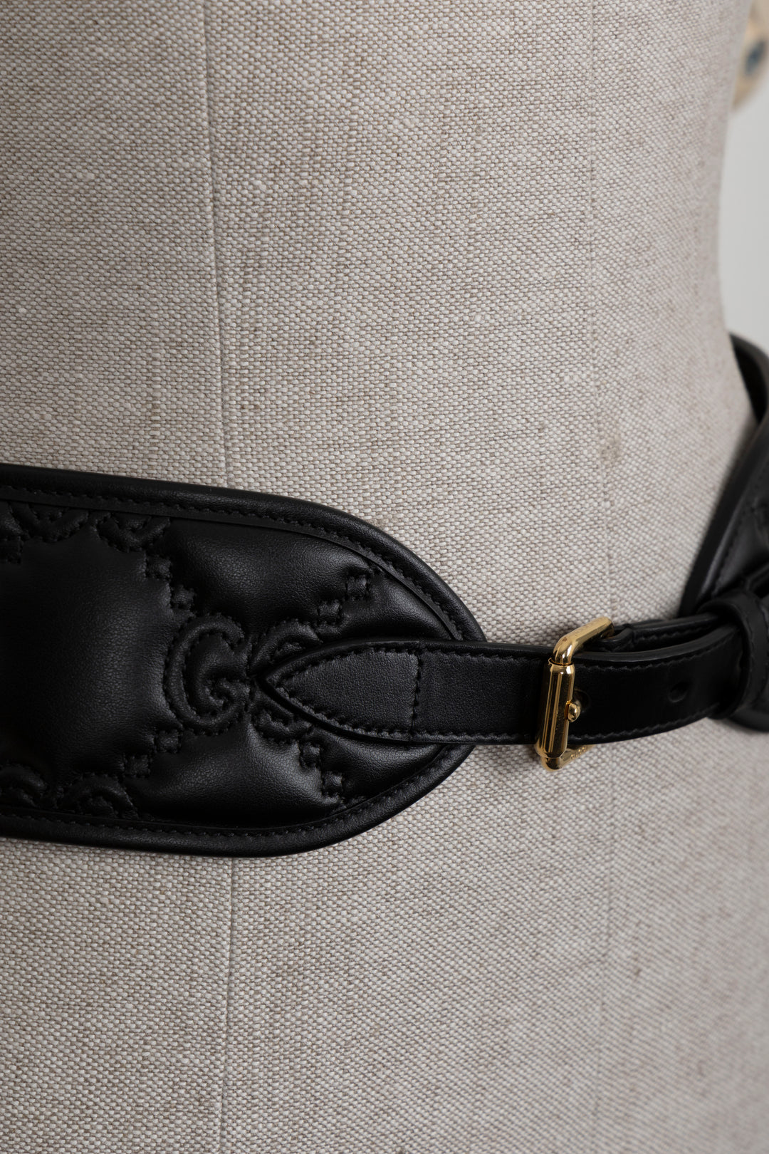 GUCCI GG Wide Waist Belt Leather Black