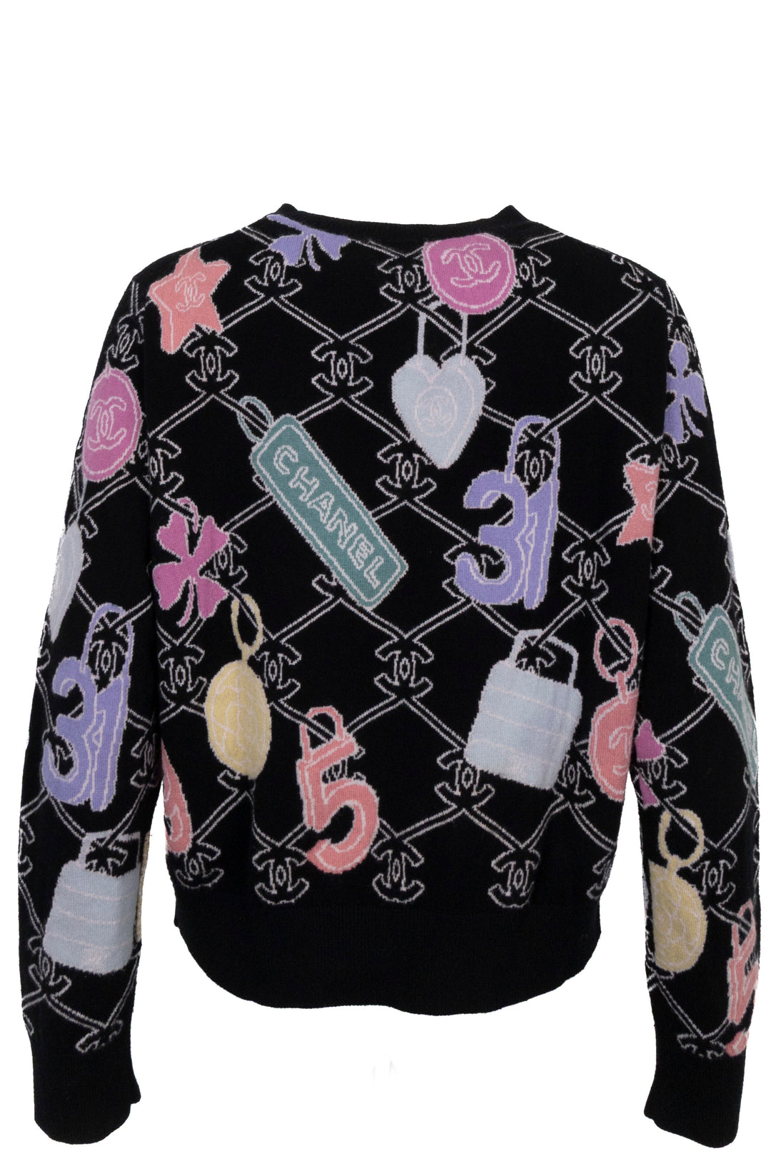 CHANEL 2022 CC Knit Sweater Cashmere Black Purple