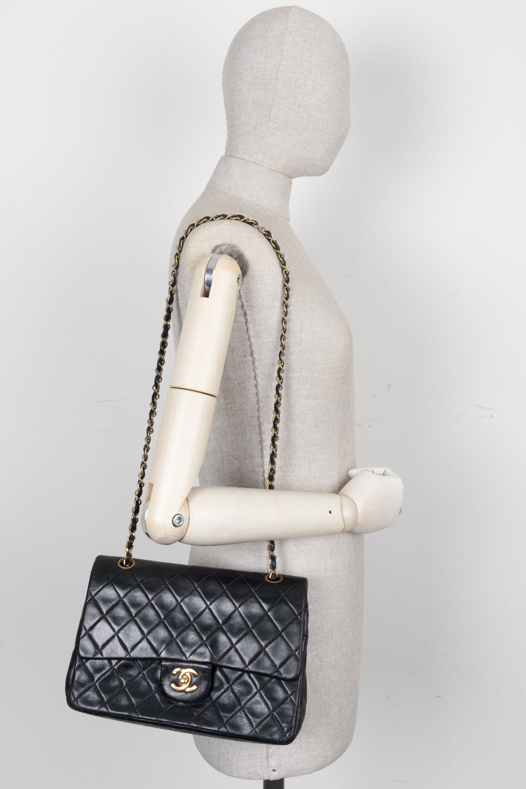 CHANEL Vintage Medium Double Flap Bag Black