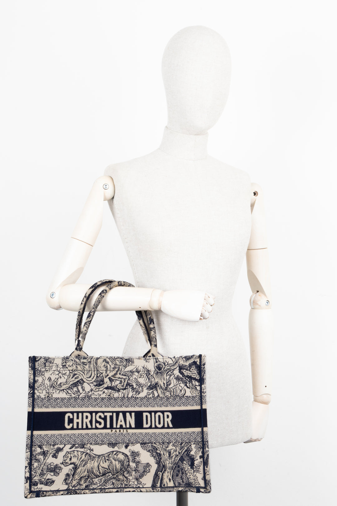 CHRISTIAN DIOR Medium Book Tote Toile De Jouy Blue