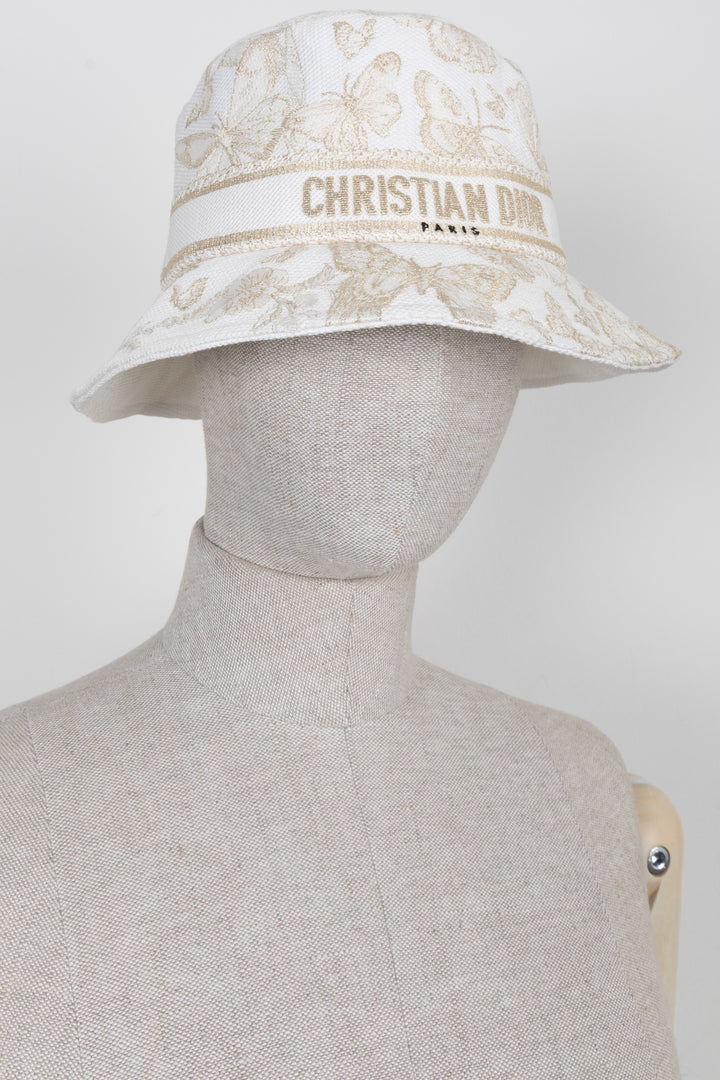 CHRISTIAN DIOR D-Bobby Bucket Hat Gold White