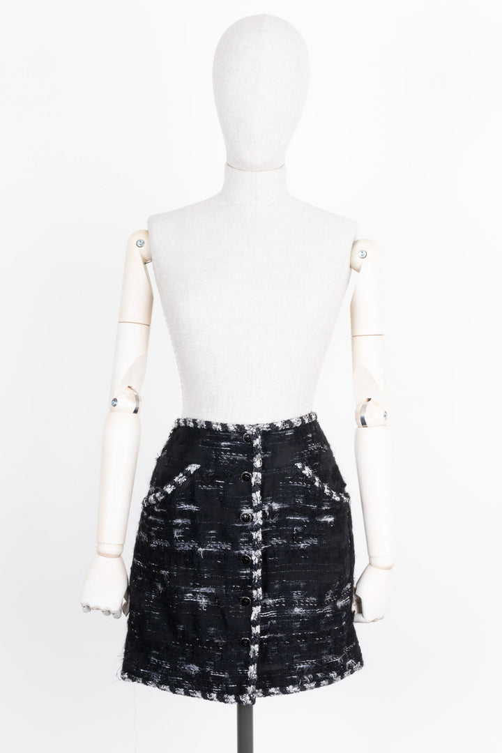 CHANEL Two Piece Tweed Black White