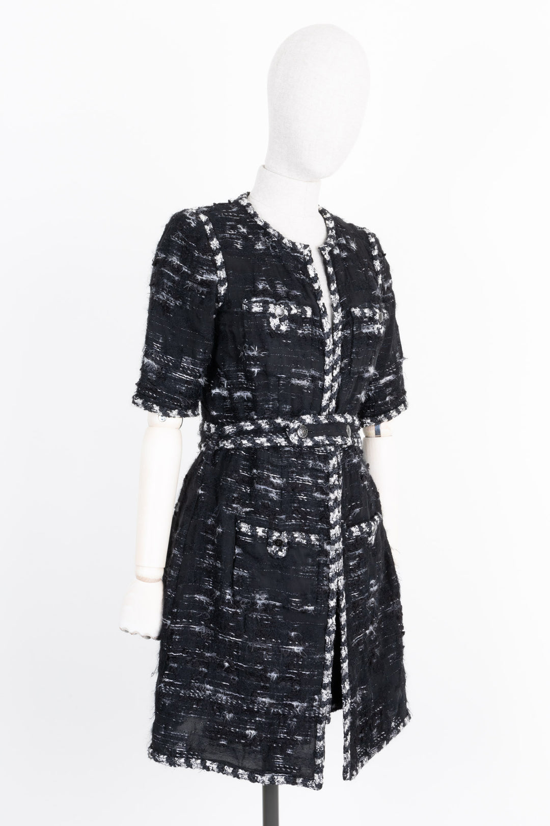 CHANEL Two Piece Tweed Black White