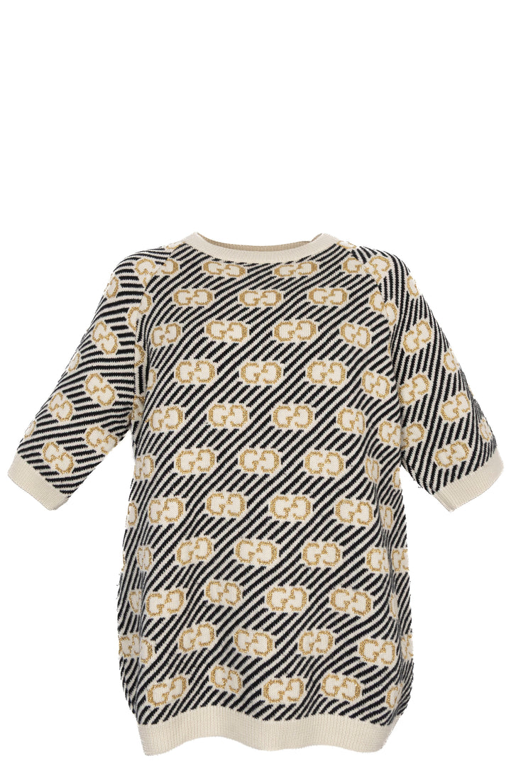 GUCCI GG Lurex Knit Beige Black