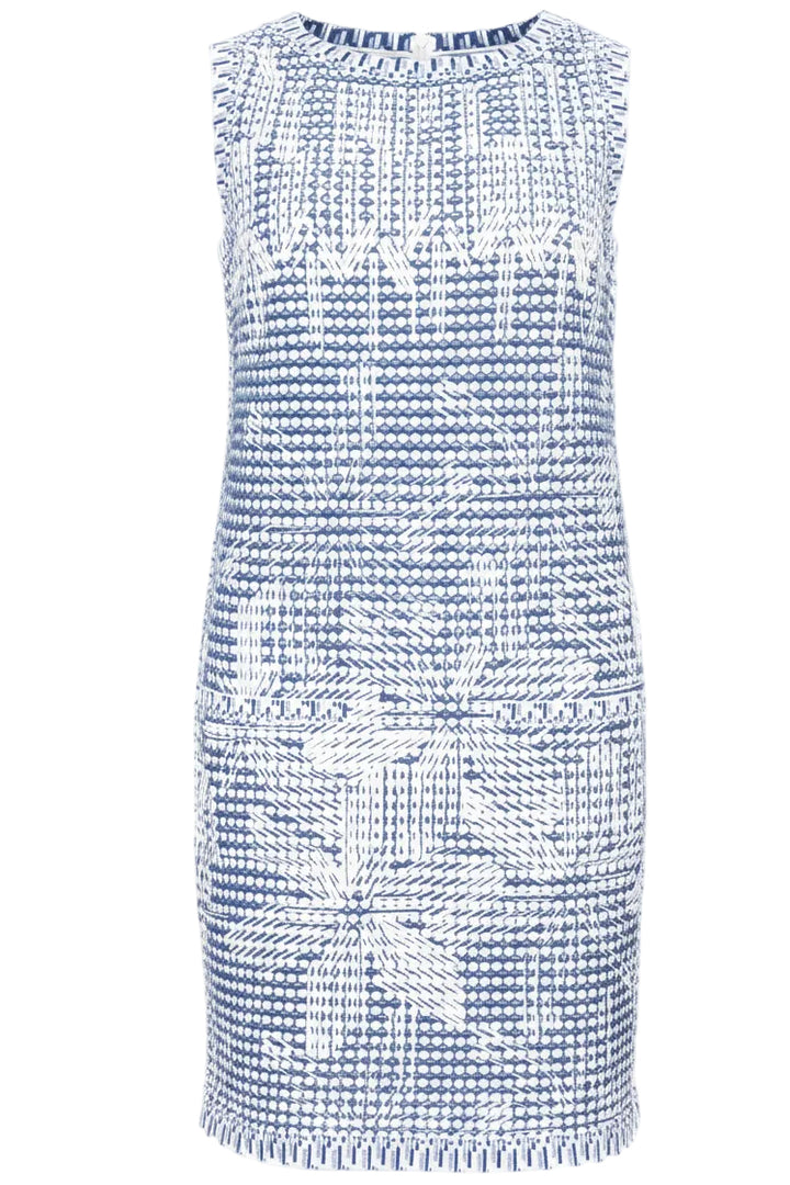 CHANEL Robe structurée bleu blanc