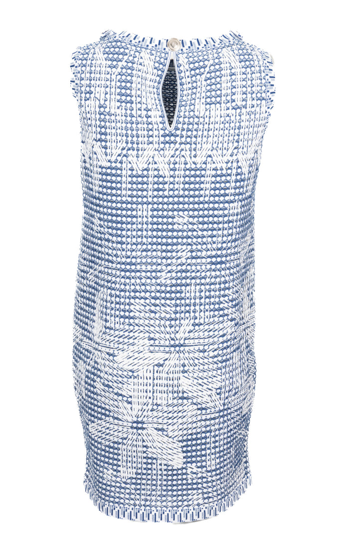 CHANEL Robe structurée bleu blanc