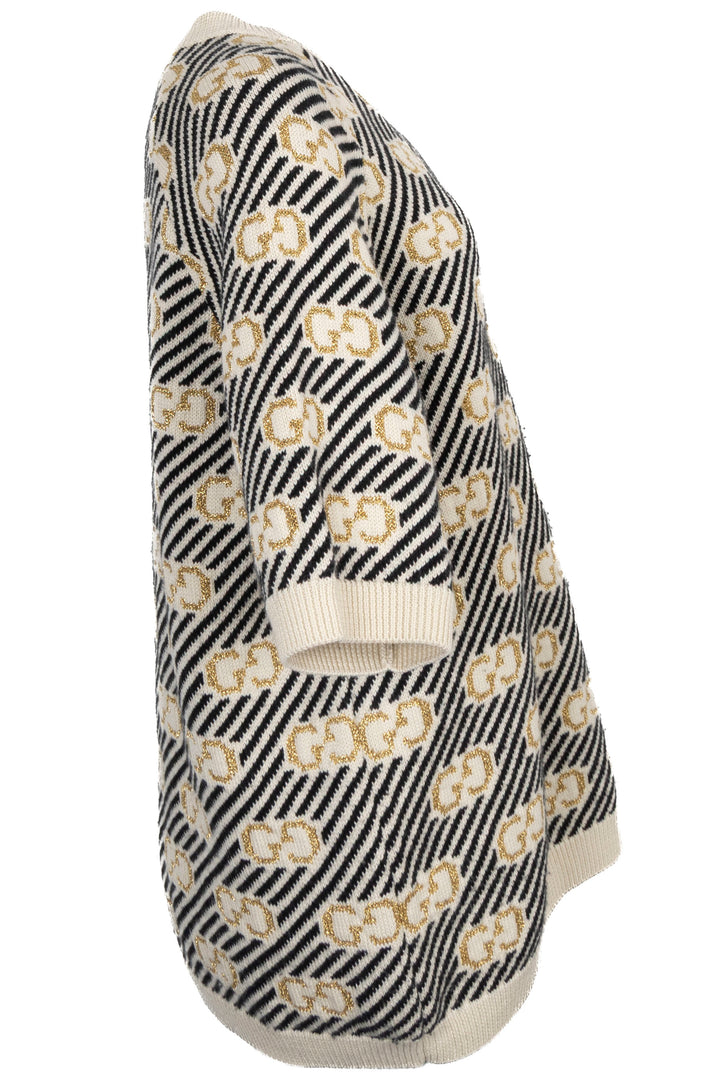 GUCCI GG Lurex Knit Beige Black