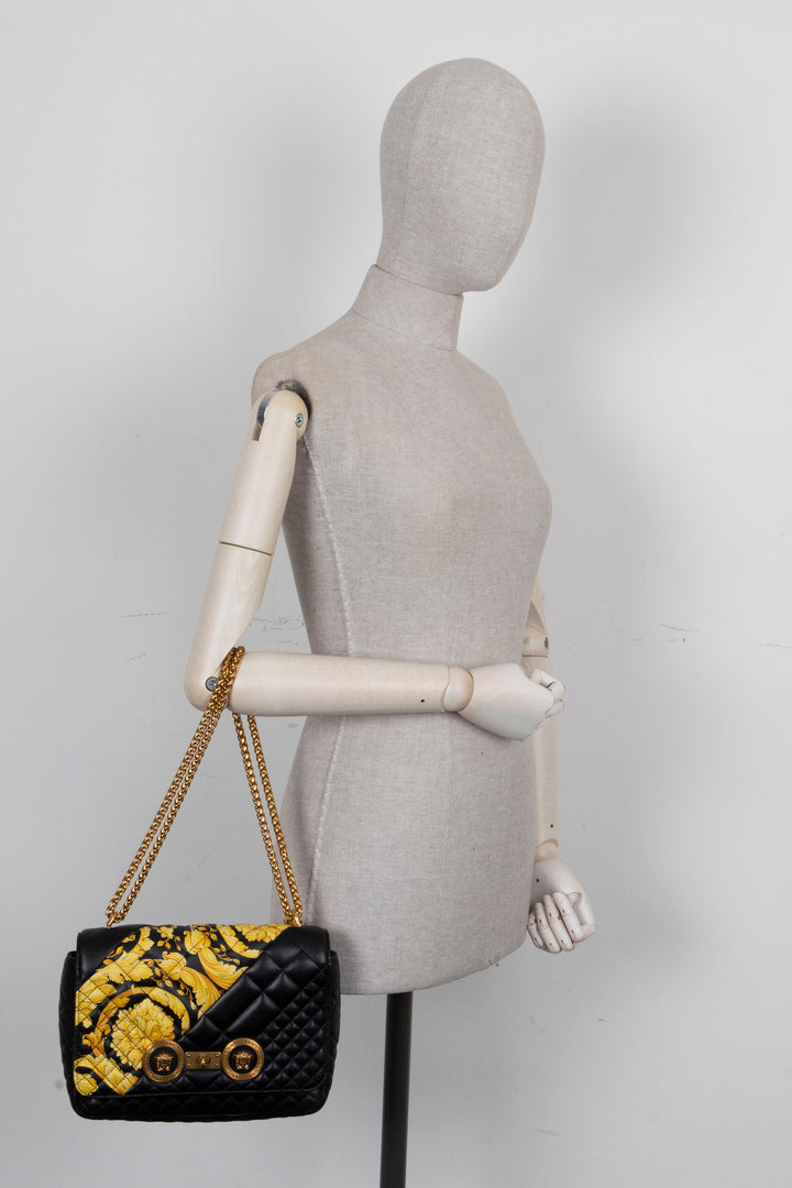 VERSACE Quilted Barocco Icon Bag Nappa Black