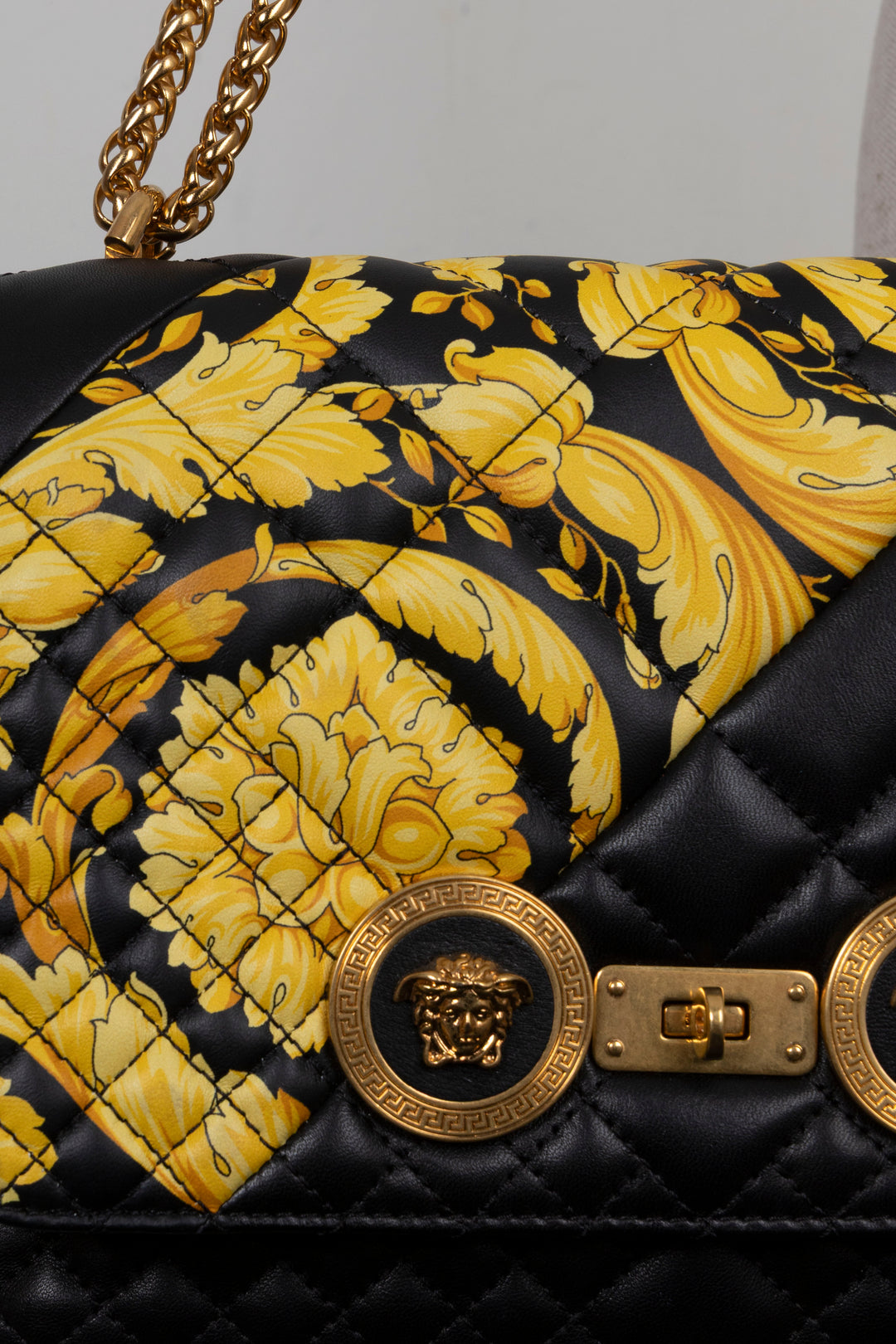 VERSACE Quilted Barocco Icon Bag Nappa Black