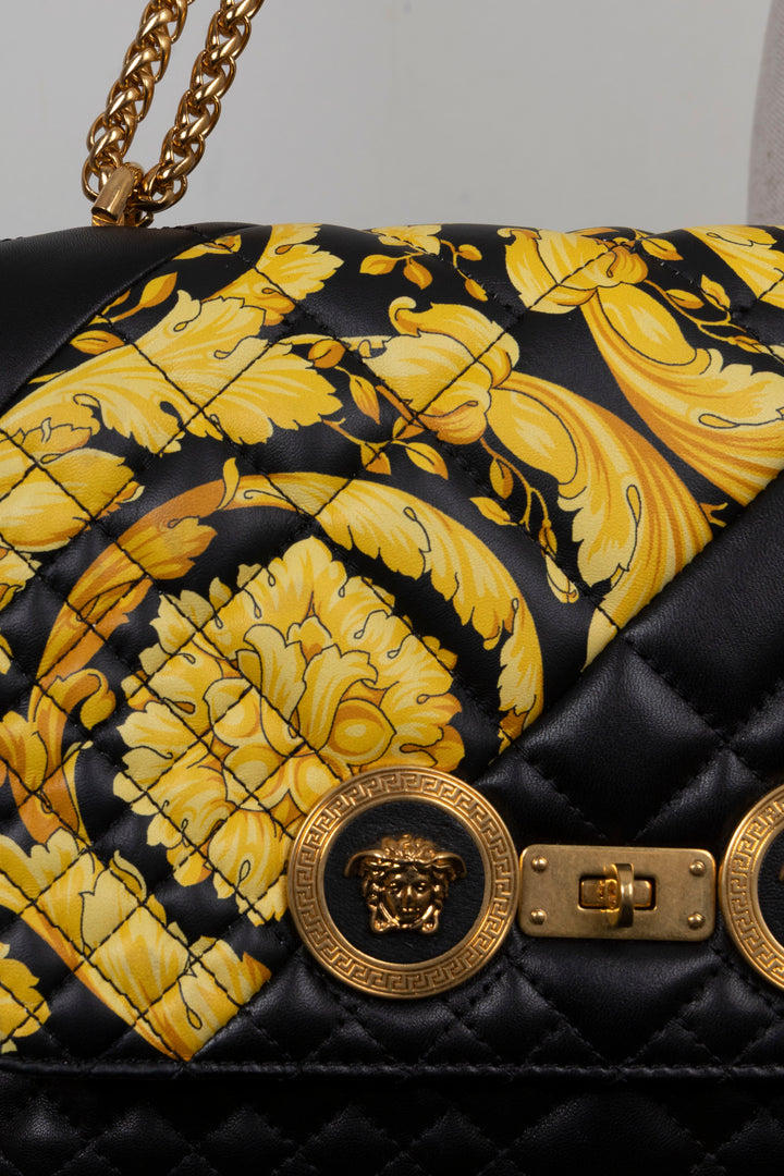 VERSACE Quilted Barocco Icon Bag Nappa Black