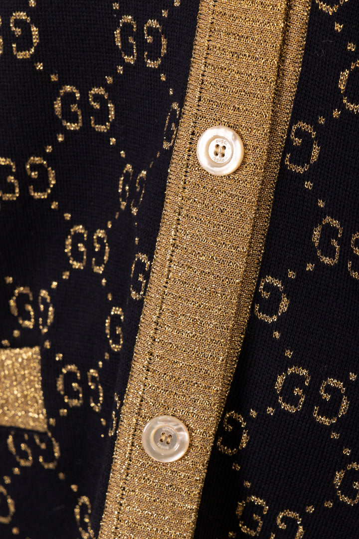Gilet en maille GUCCI GG Lurex bleu marine et or
