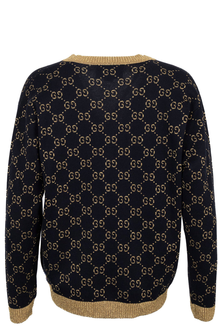 Gilet en maille GUCCI GG Lurex bleu marine et or