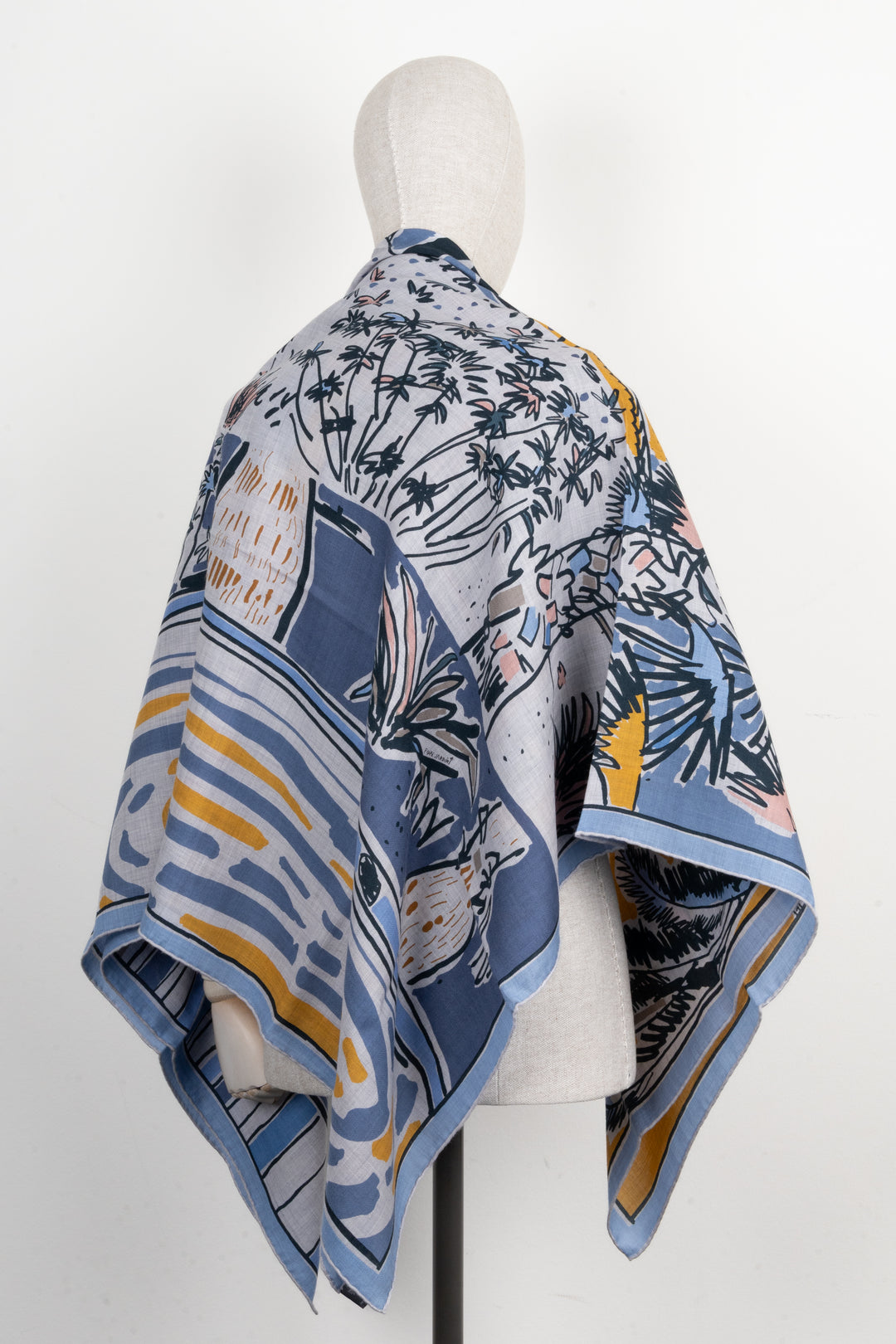 HERMÈS Shawl 140 Cashmere Silk Rayures d'Eté