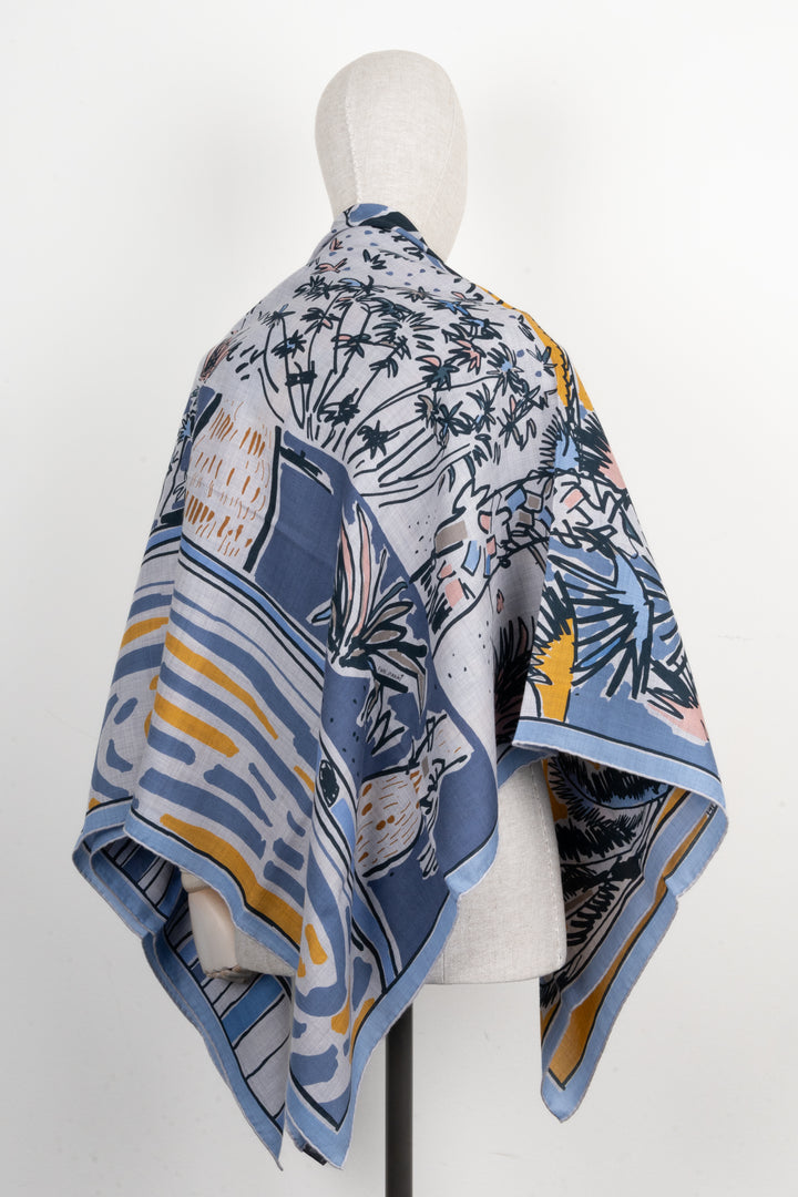 HERMÈS Shawl 140 Cashmere Silk Rayures d'Eté