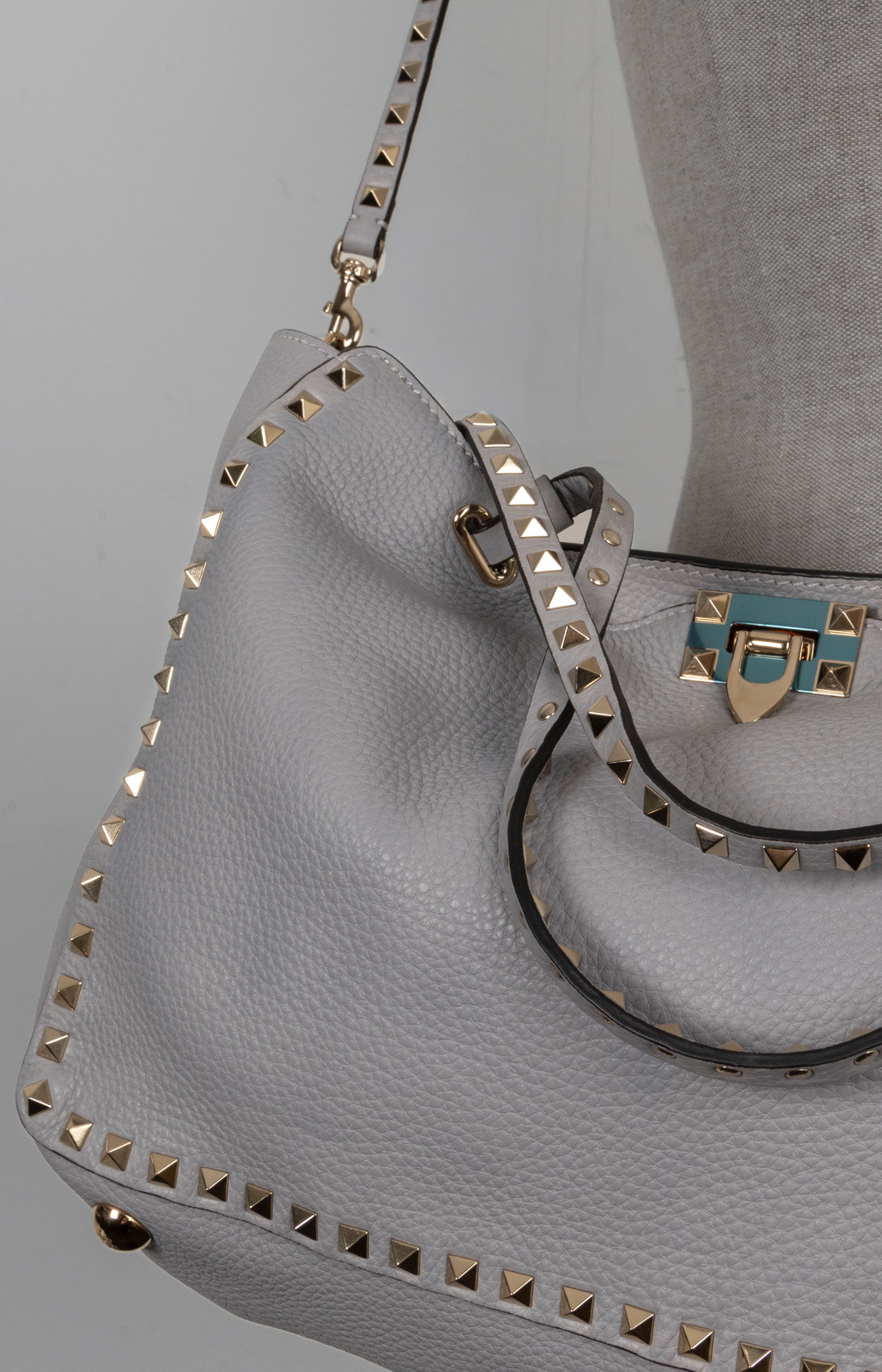 VALENTINO Rockstud Shopping Tote Leather Grey
