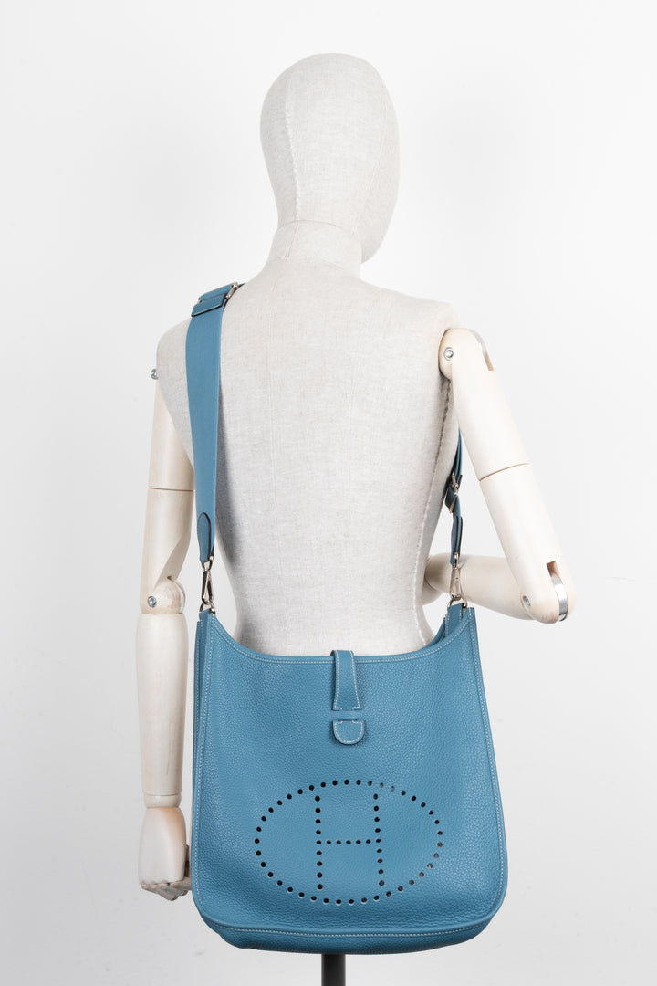 HERMÈS Evelyne GM Clemence Bleu Jean