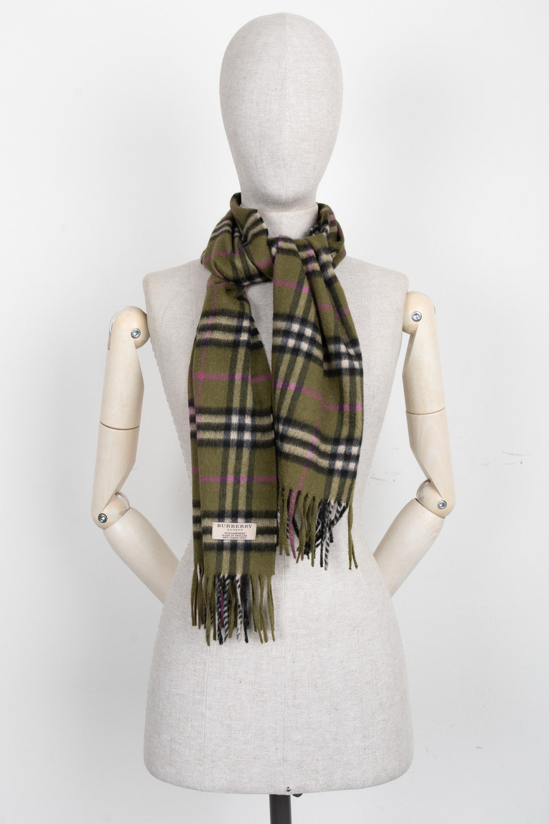 BURBERRY Nova Check Scarf Cashmere Green