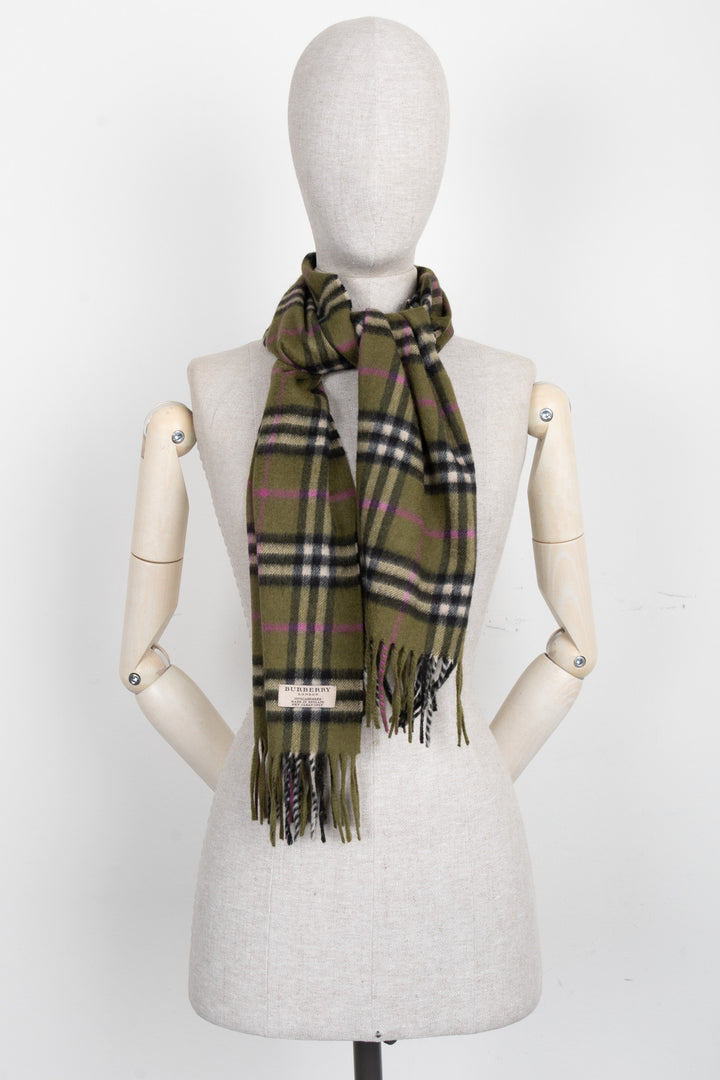 BURBERRY Nova Check Scarf Cashmere Green
