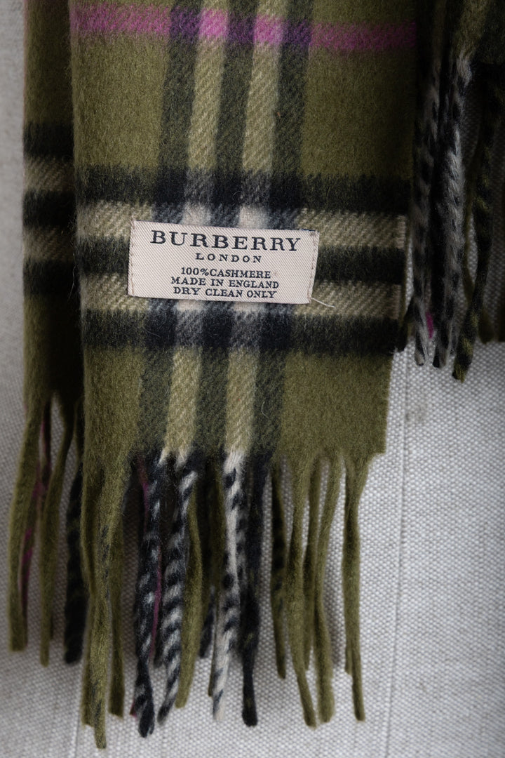 BURBERRY Nova Check Scarf Cashmere Green