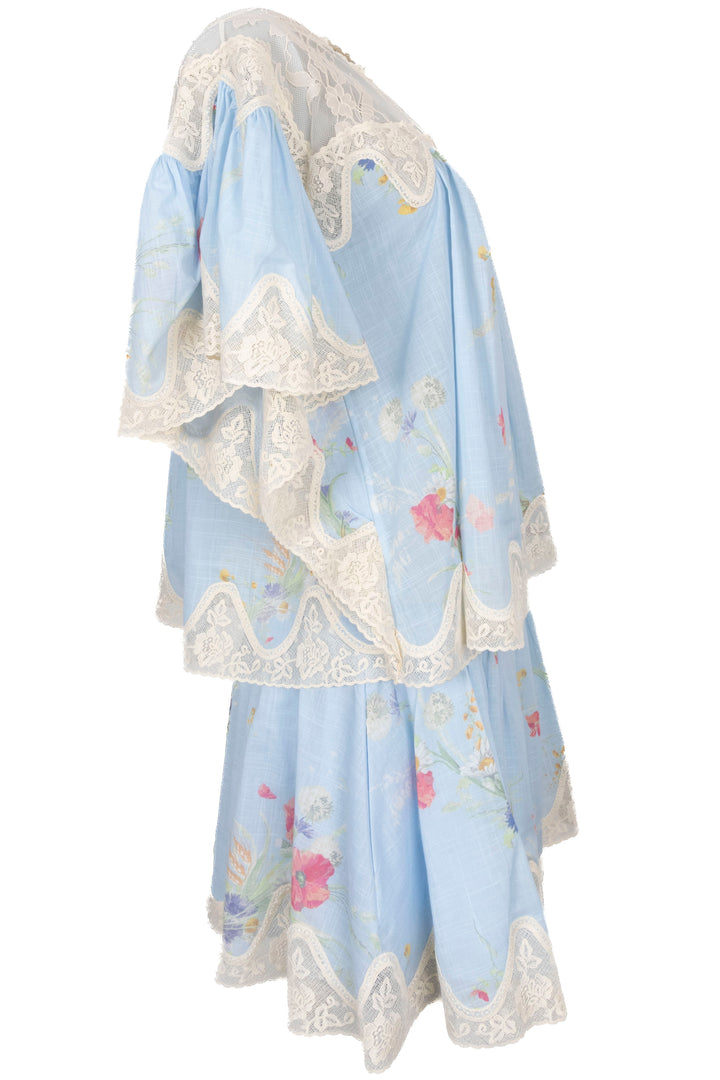 ZIMMERMANN Lucky Two Piece Cotton Blue Lace