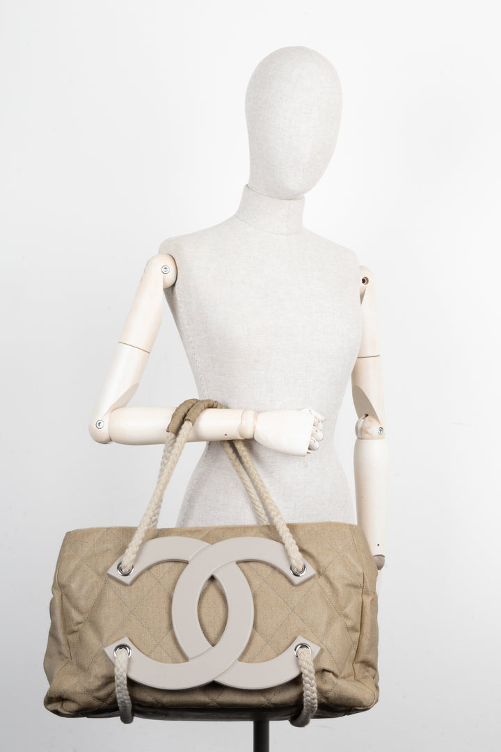 CHANEL 2008 Cruise Yacht CC Tote Bag Beige