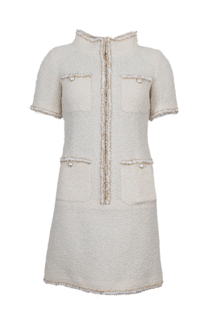 CHANEL Resort 2019 Dress Tweed Off-White
