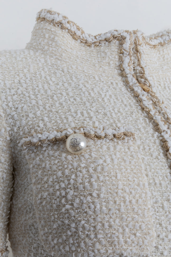 CHANEL Resort 2019 Dress Tweed Off-White