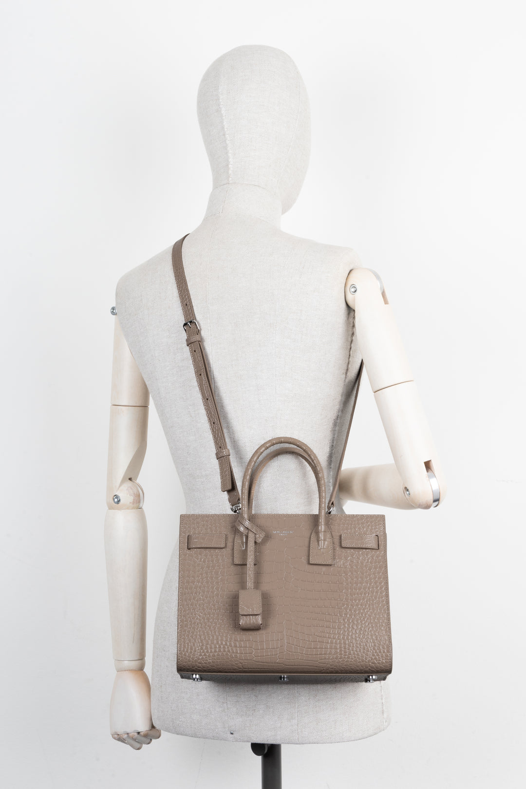 SAINT LAURENT Baby Sac de Jour Croc Embossed Brown